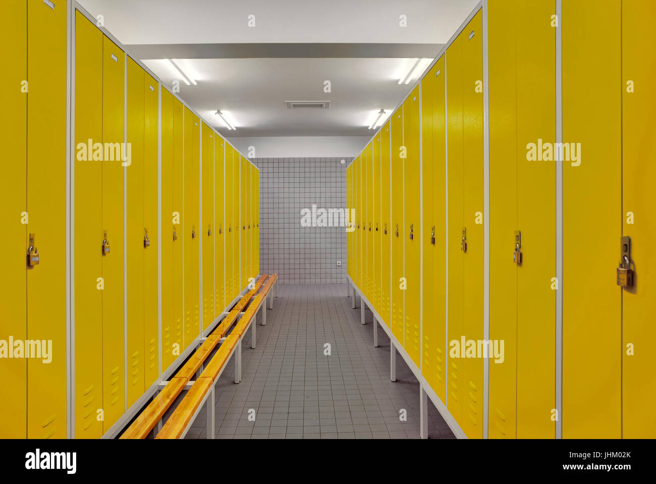 Interior of changing room in gym Stock Photo