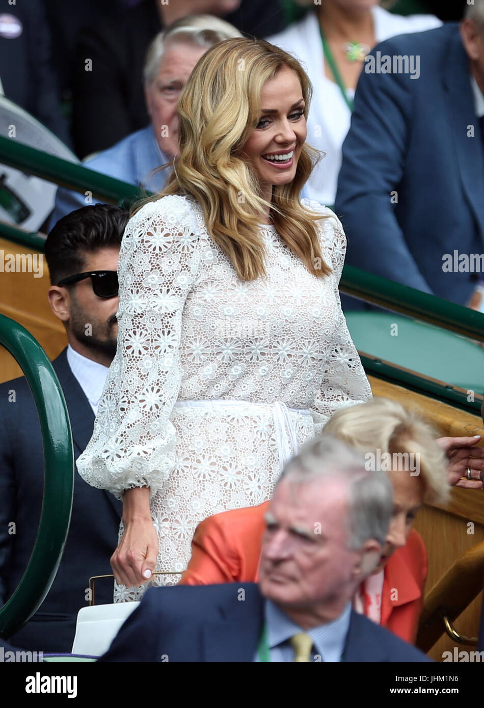 Katherine Jenkins in the royal box on day eleven of the Wimbledon Championships at The All England Lawn Tennis and Croquet Club, Wimbledon. Stock Photo