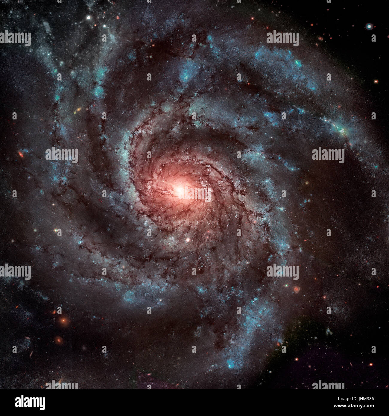 The Pinwheel Galaxy, also known as Messier 101, M101 or NGC 5457, is a face-on spiral galaxy in the constellation Ursa Major. Elements of this image f Stock Photo