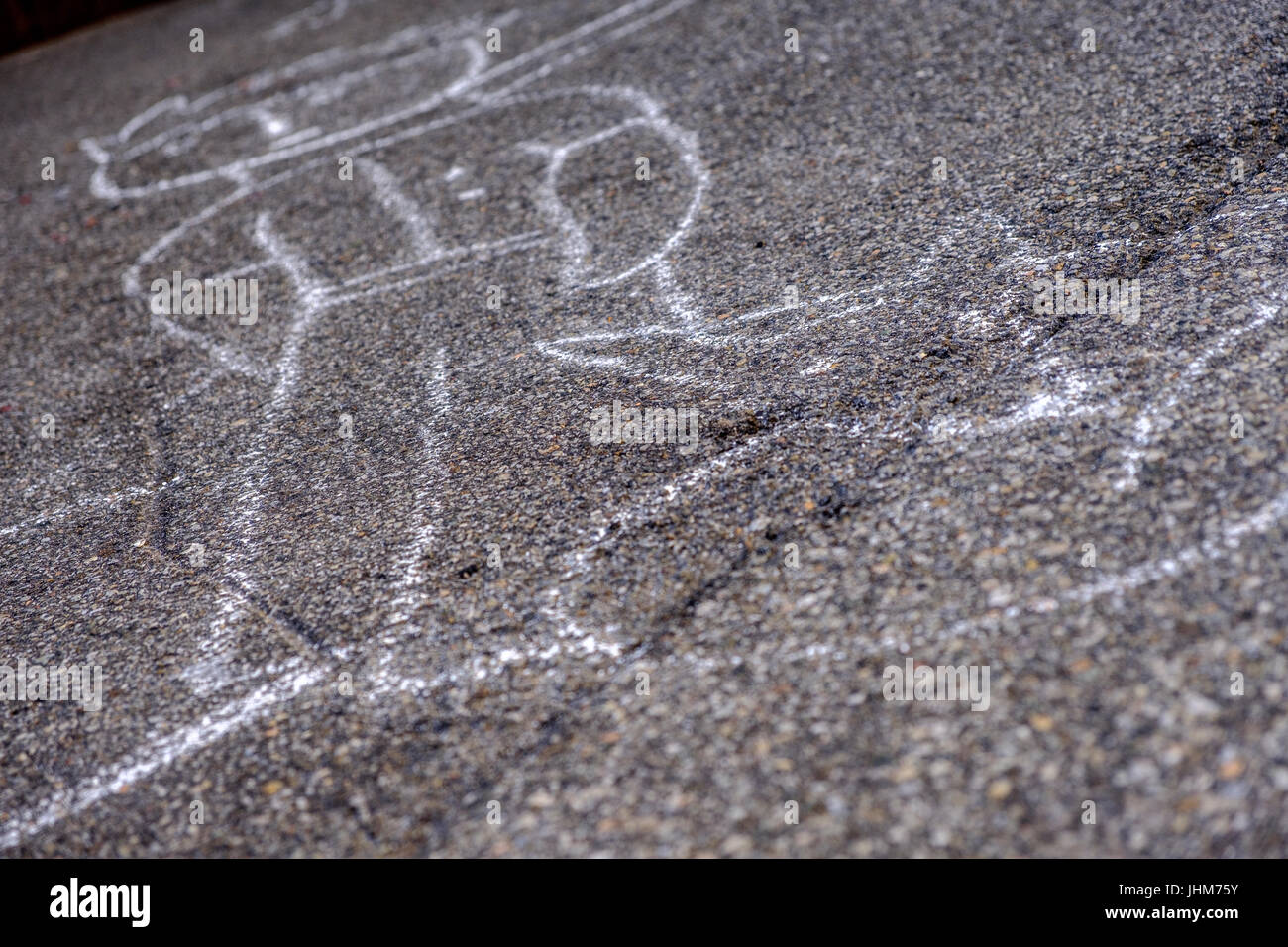 Children's drawing in chalk on asphalt Stock Photo - Alamy