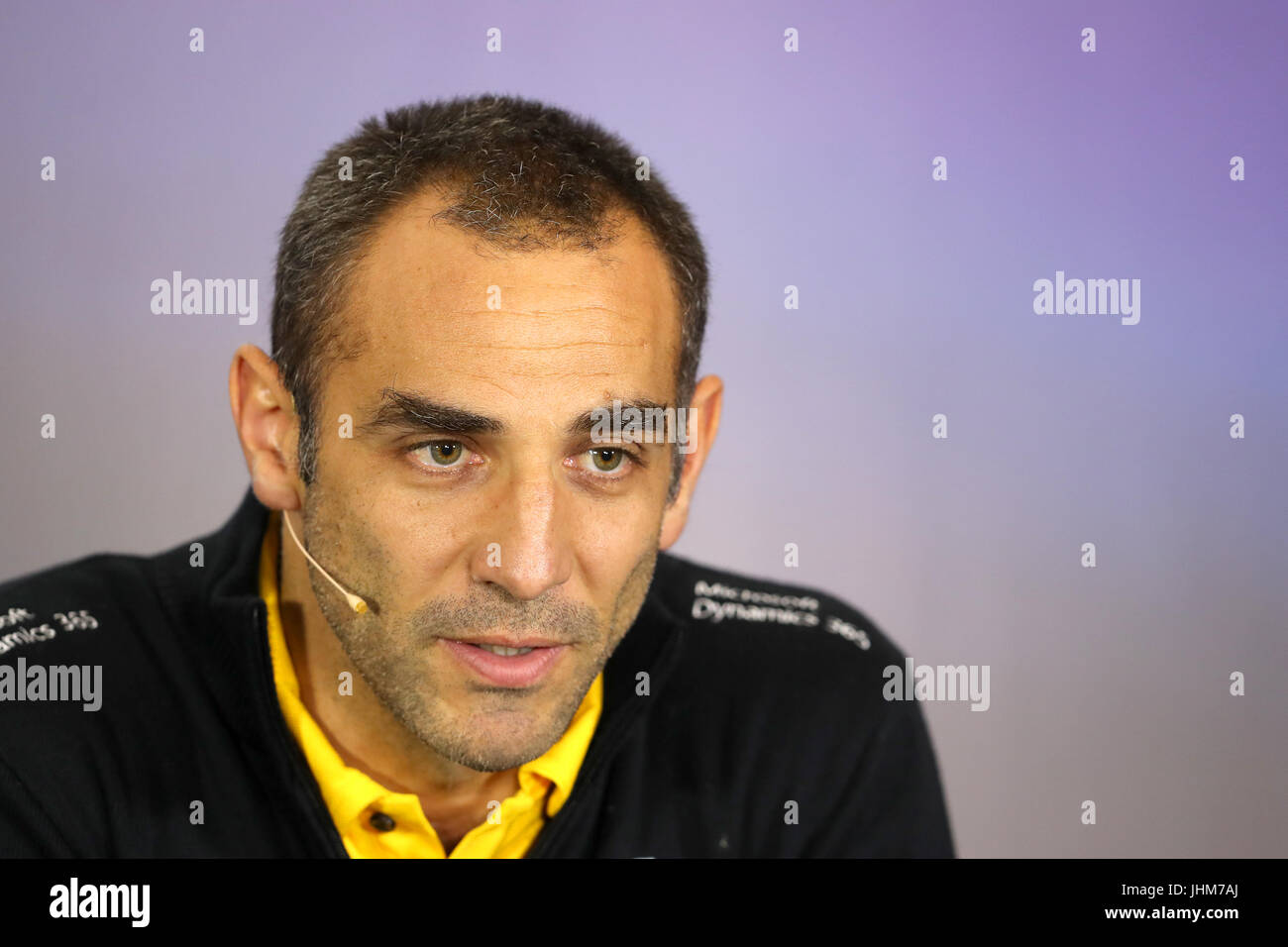 Managing Director of Renault Sport F1 Team Cyril Abiteboul attending a press conference during Practice Day of the 2017 British Grand Prix at Silverstone Circuit, Towcester. PRESS ASSOCIATION Photo. Picture date: Friday July 14, 2017. See PA story AUTO British. Photo credit should read: Martin Rickett/PA Wire. RESTRICTIONS: Editorial use only. Commercial use with prior consent from teams. Stock Photo