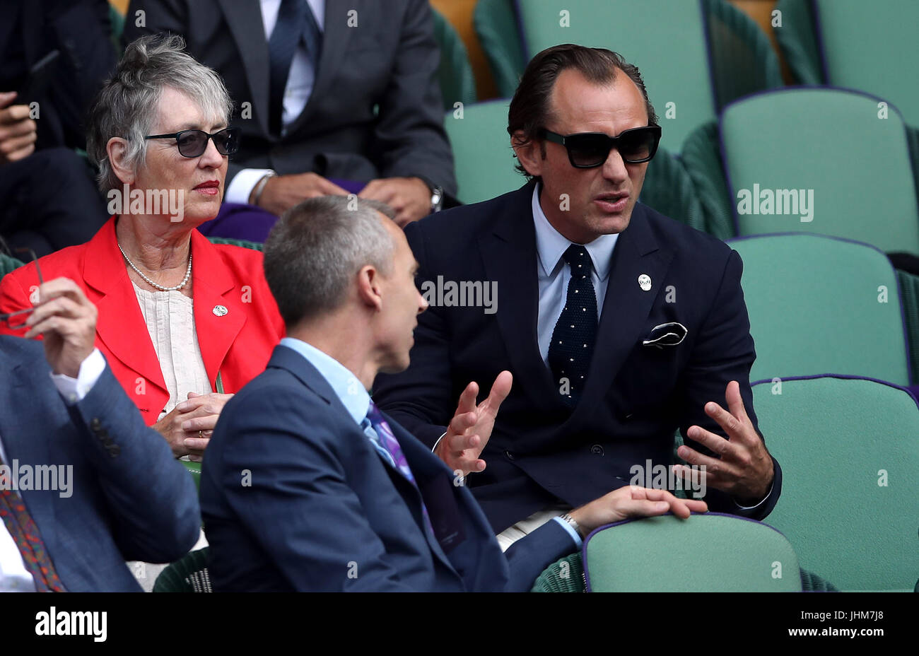 Jude Law and his mum Margaret Law in the royal box of centre court on ...