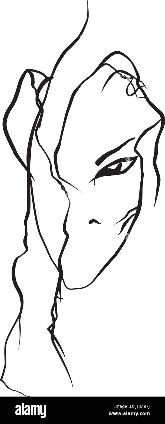 Abstract female face drawing vector Black and White Stock Photos ...