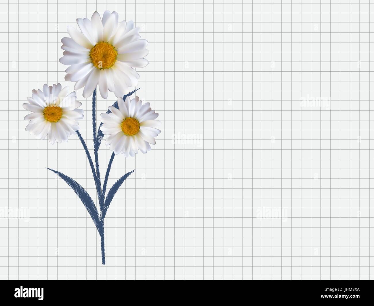 Colorful Naturalistic Beautiful 3D Chamomile Background Vector I Stock Vector