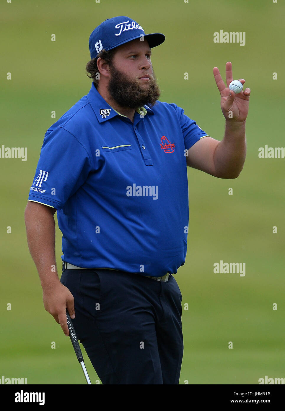 England's Andrew Johnson finishes his round at the 18th during day two ...