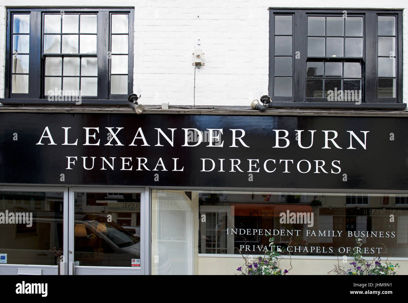 Shopfront Alexander Burn, Funeral Directors Tewkesbury