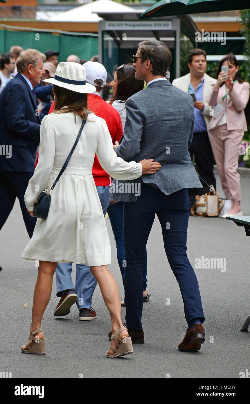 London, UK. 14th July, 2017. Pippa Middleton & James Matthews arrive at