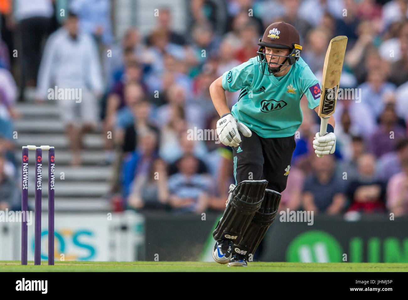 London, UK. 14 July, 2017. Ollie Pope batting for Surrey against Kent
