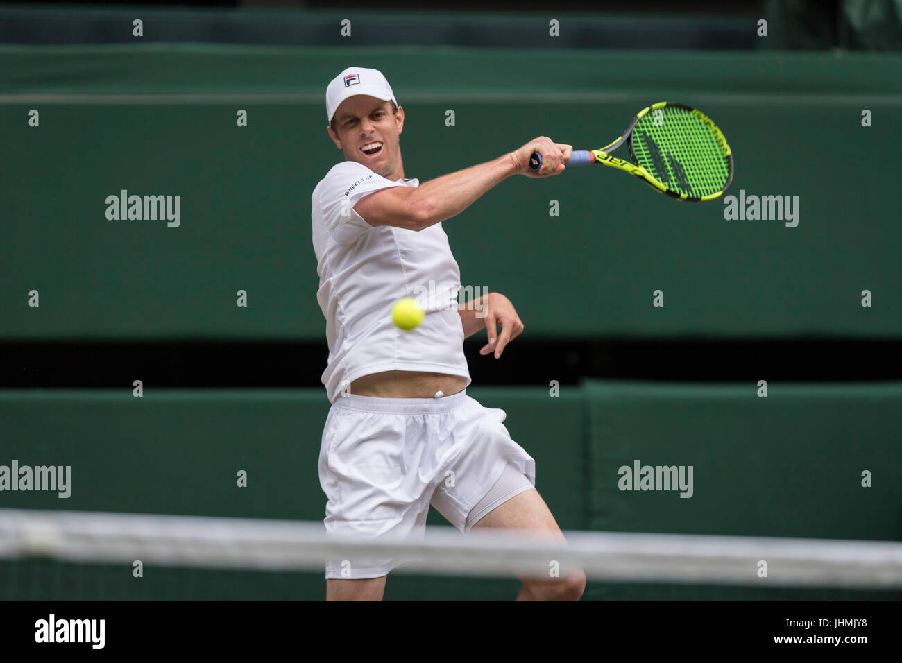 Wimbledon, London, UK. 14th July, 2017. The Wimbledon Tennis Championships 2017 held at The All England Lawn Tennis and Croquet Club, London, England, UK.    GENTLEMEN'S SINGLES - SEMI-FINALS Sam Querrey (USA) [24] v Marin Cilic (CRO) [7] on Centre Court.  Pictured:- Sam Querrey, Stock Photo