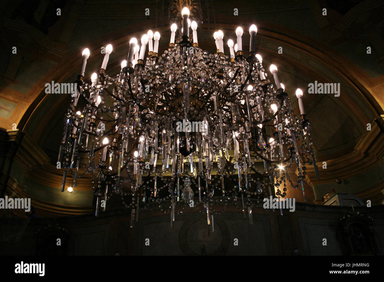 Old and massive church's chandelier,Zagreb,Croatia,Eerope Stock Photo