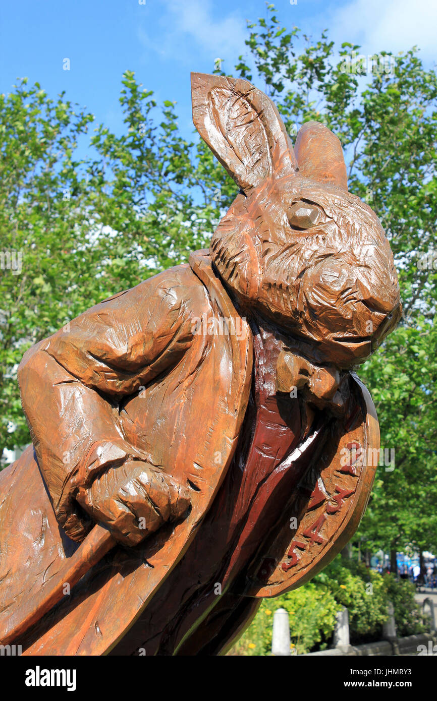 The White Rabbit - part of the Alice in Wonderland Trail, Llandudno Stock Photo