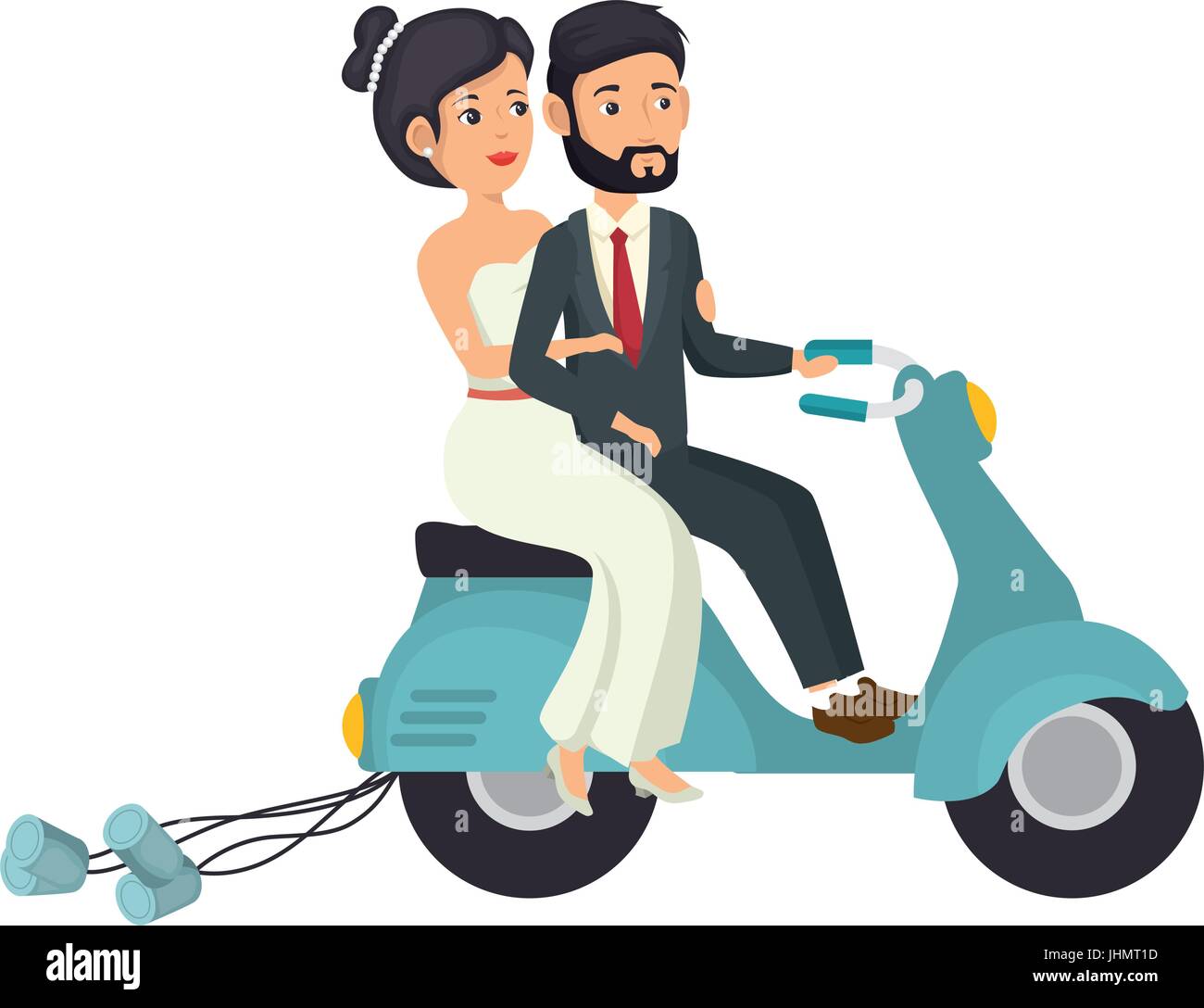 Motorcycle With Just Married Couple Icon Over White Background Stock Vector Image Art Alamy