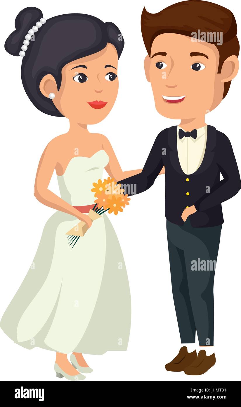 cartoon happy wedding couple icon over white background vector illustration  Stock Vector Image & Art - Alamy