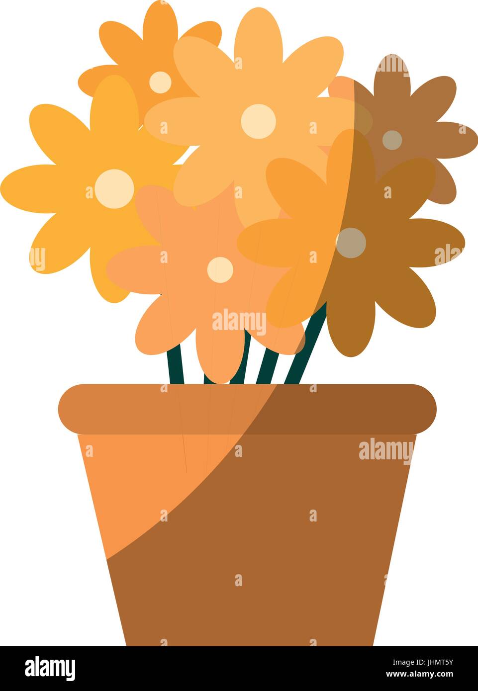 flowers in a pot icon over white background vector illustration Stock ...
