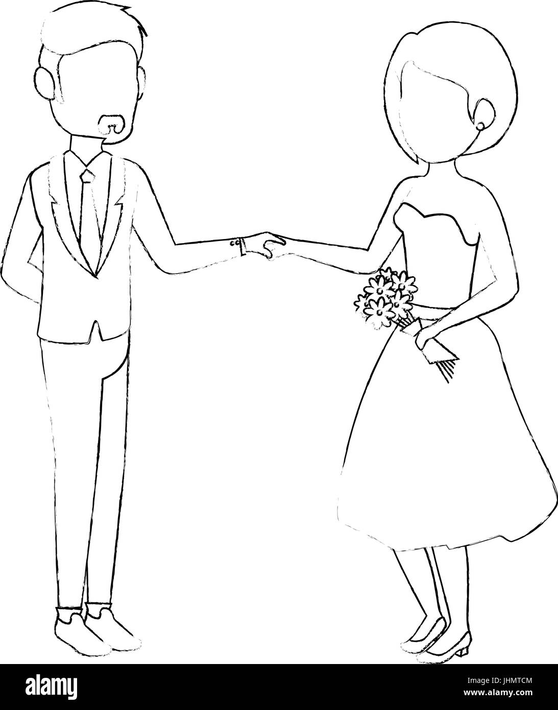 avatar wedding couple icon over white background vector illustration ...