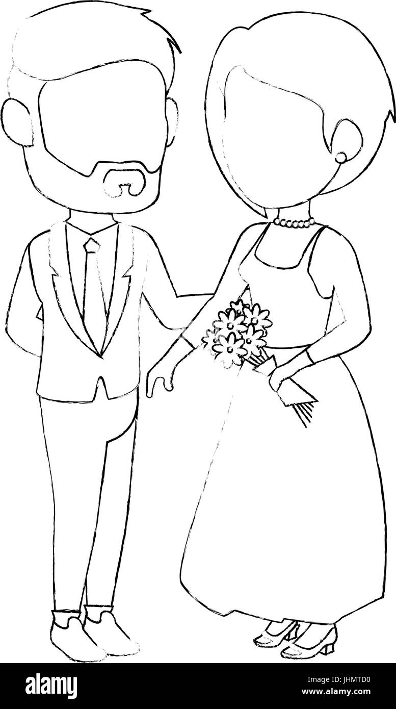 avatar wedding couple icon over white background vector illustration ...