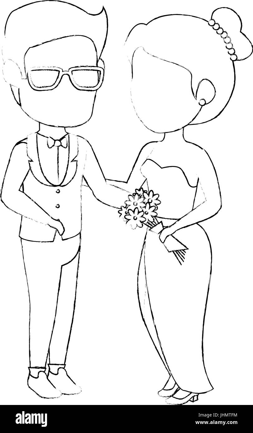 avatar wedding couple icon over white background vector illustration ...