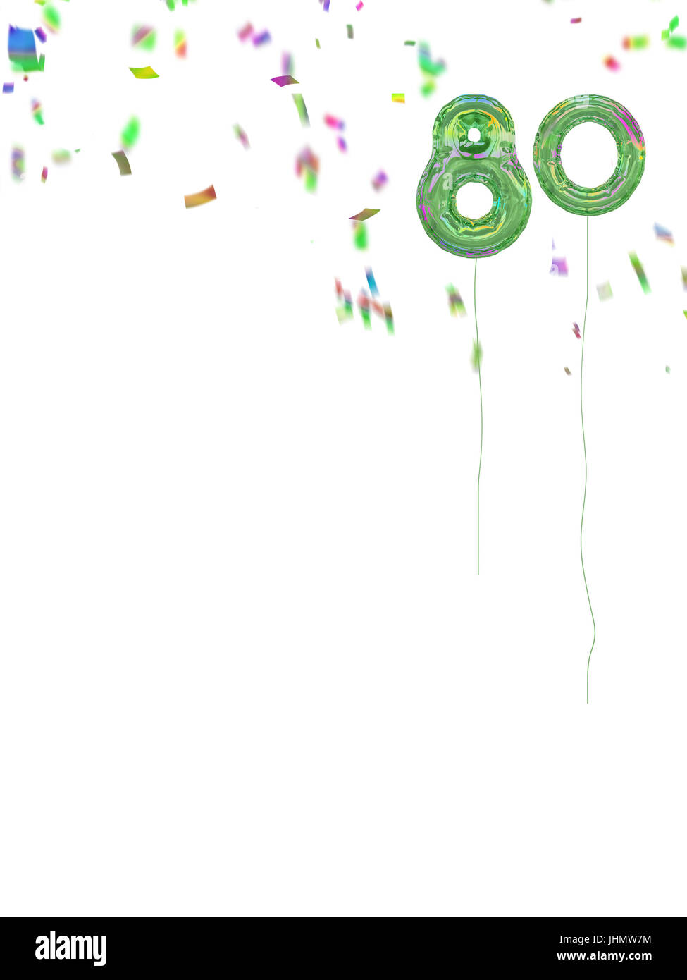 80. Coil style balloons. Celebratory age background. Stock Photo