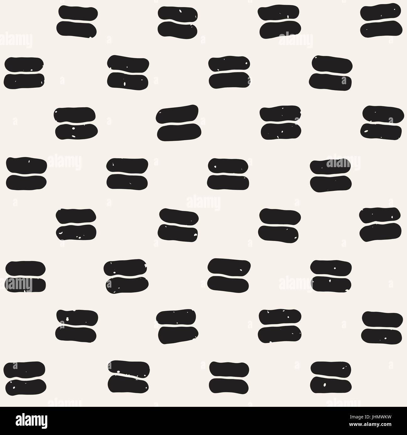 Hand drawn black and white ink abstract seamless pattern. Vector ...