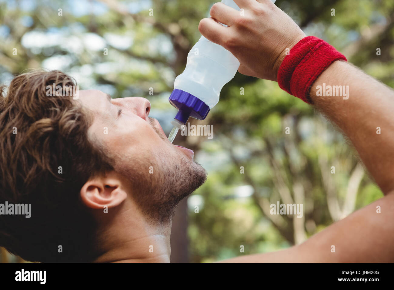 Close up of basketball player drinking water Stock Photo Alamy