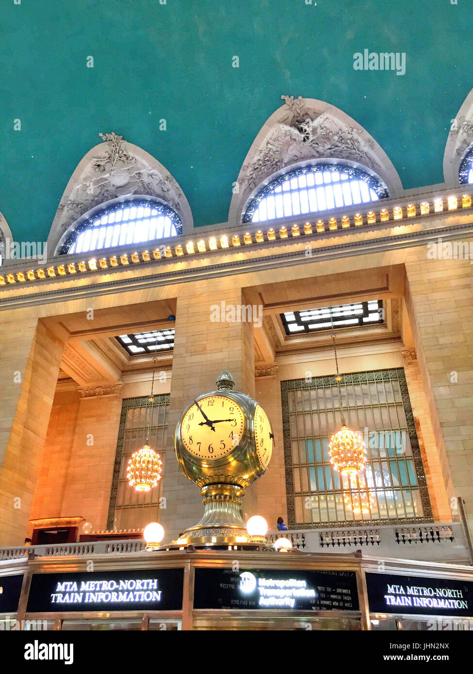 Clock and Information Booth on Grand Central Terminal, NYC, USA Stock Photo