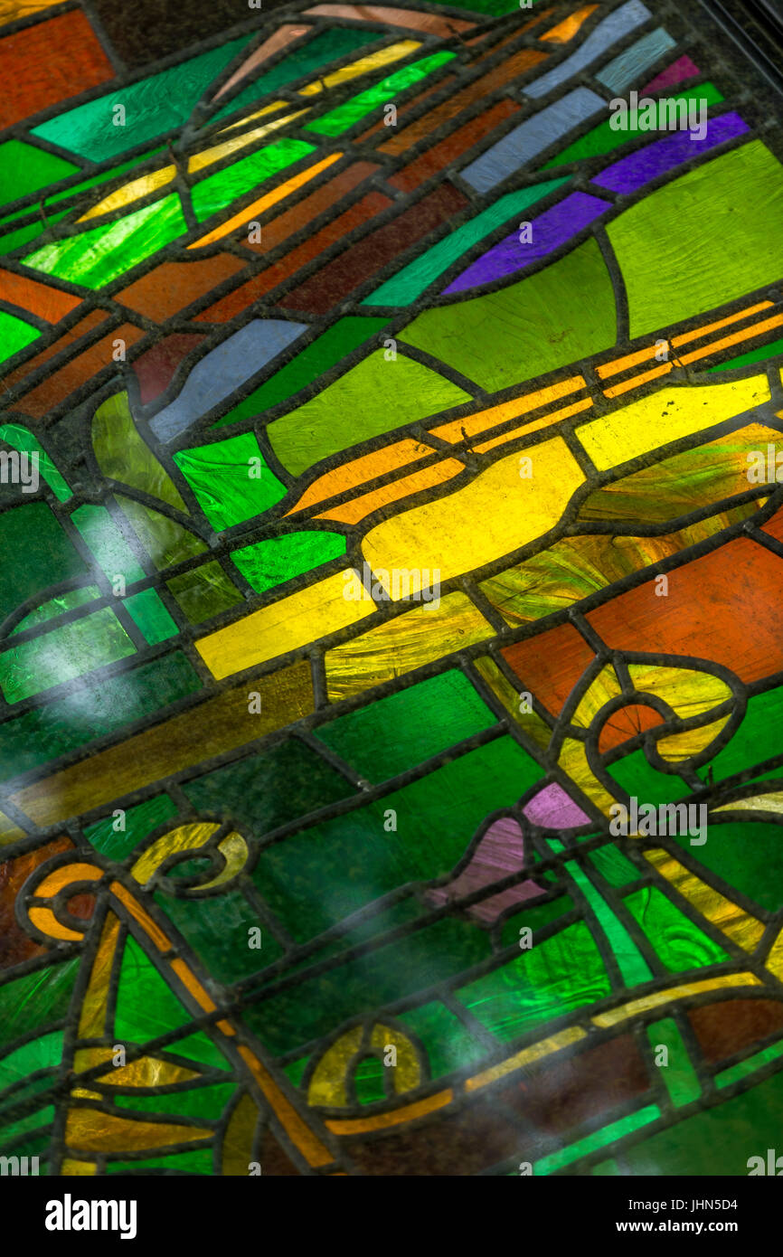 Cathedral stained glass sculpture, Speech House Woods, Forest of Dean, Gloucestershire. Stock Photo