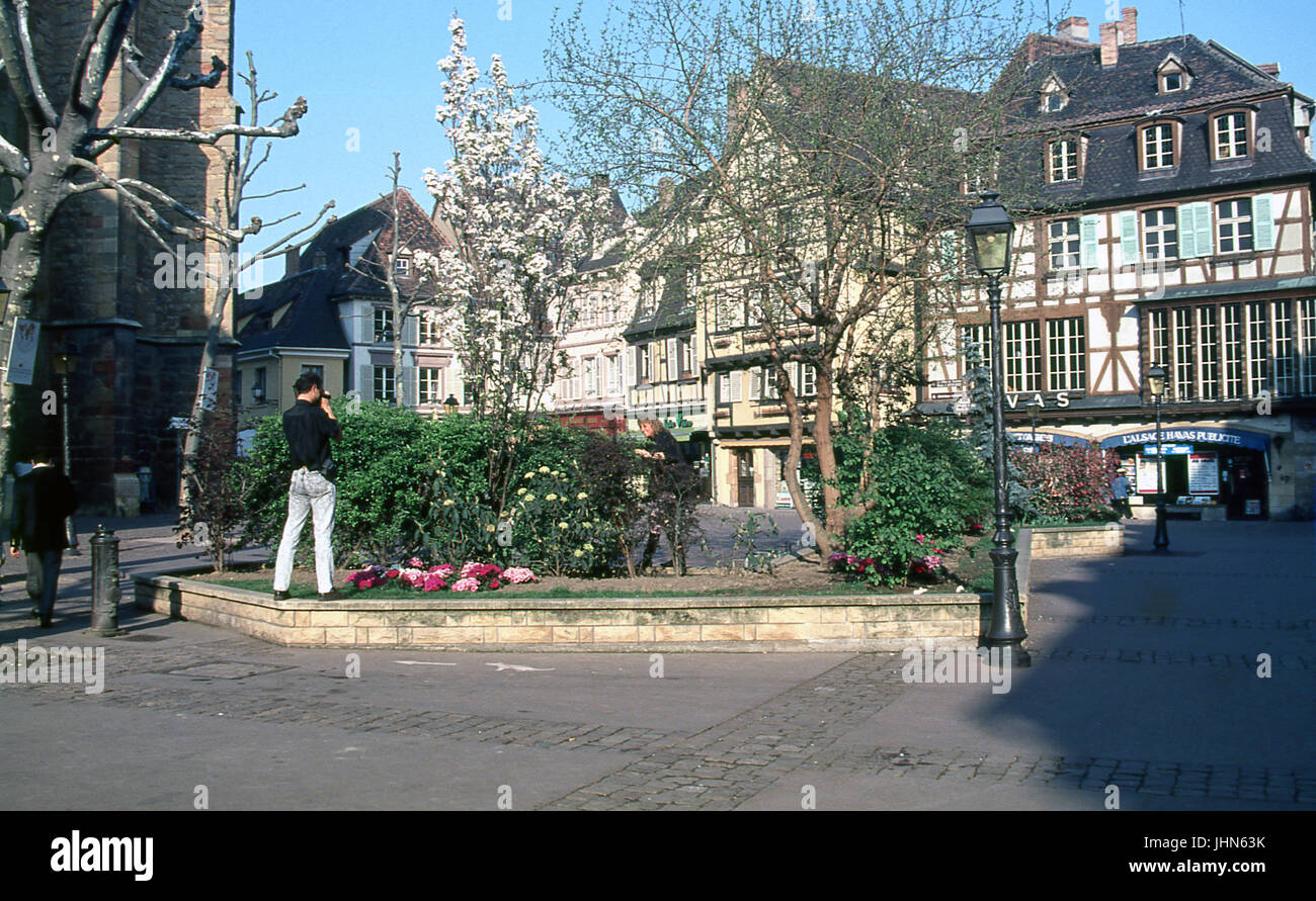 Square in front of the unterlinden museum; Colmar; Alsace; France Stock Photo