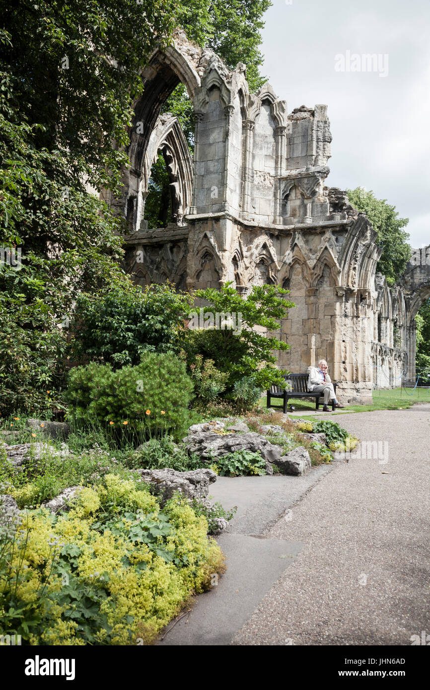 The ruins of St.Marys Abbey in York,England,UK Stock Photo