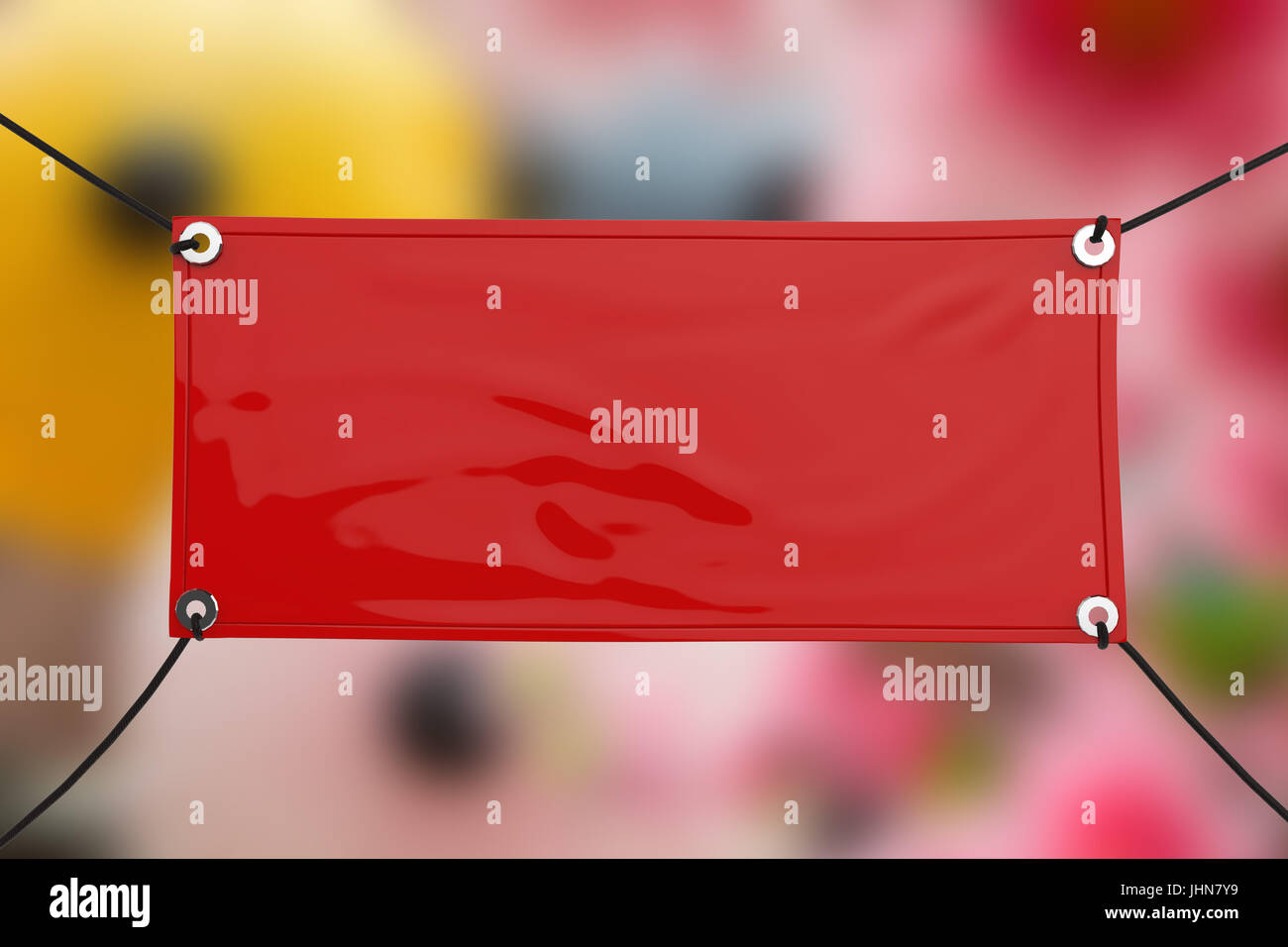 Red Blank Vinyl Banner Hanging With Rope Stock Photo 148599341