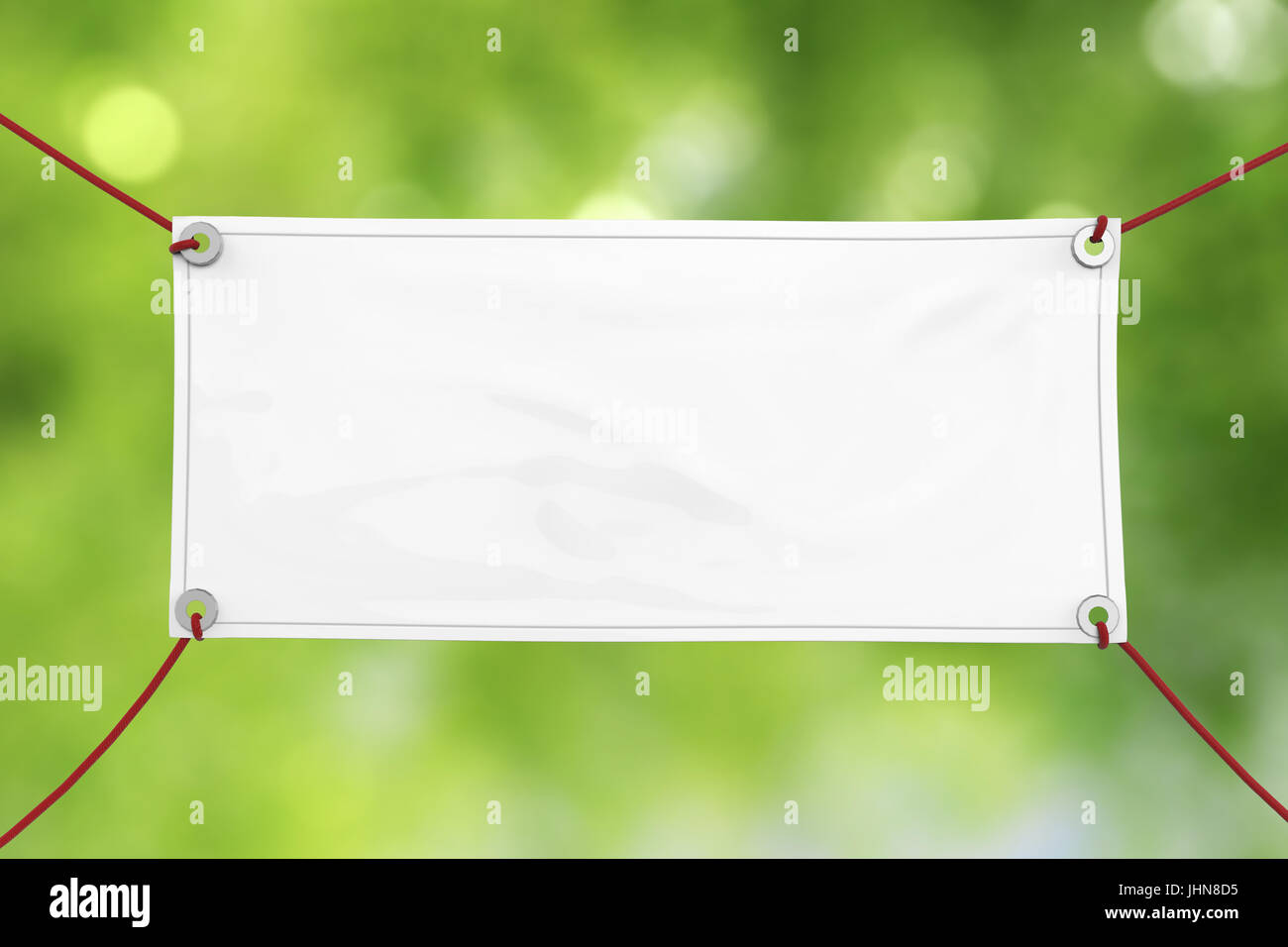 blank white vinyl banner hanging with rope Stock Photo - Alamy