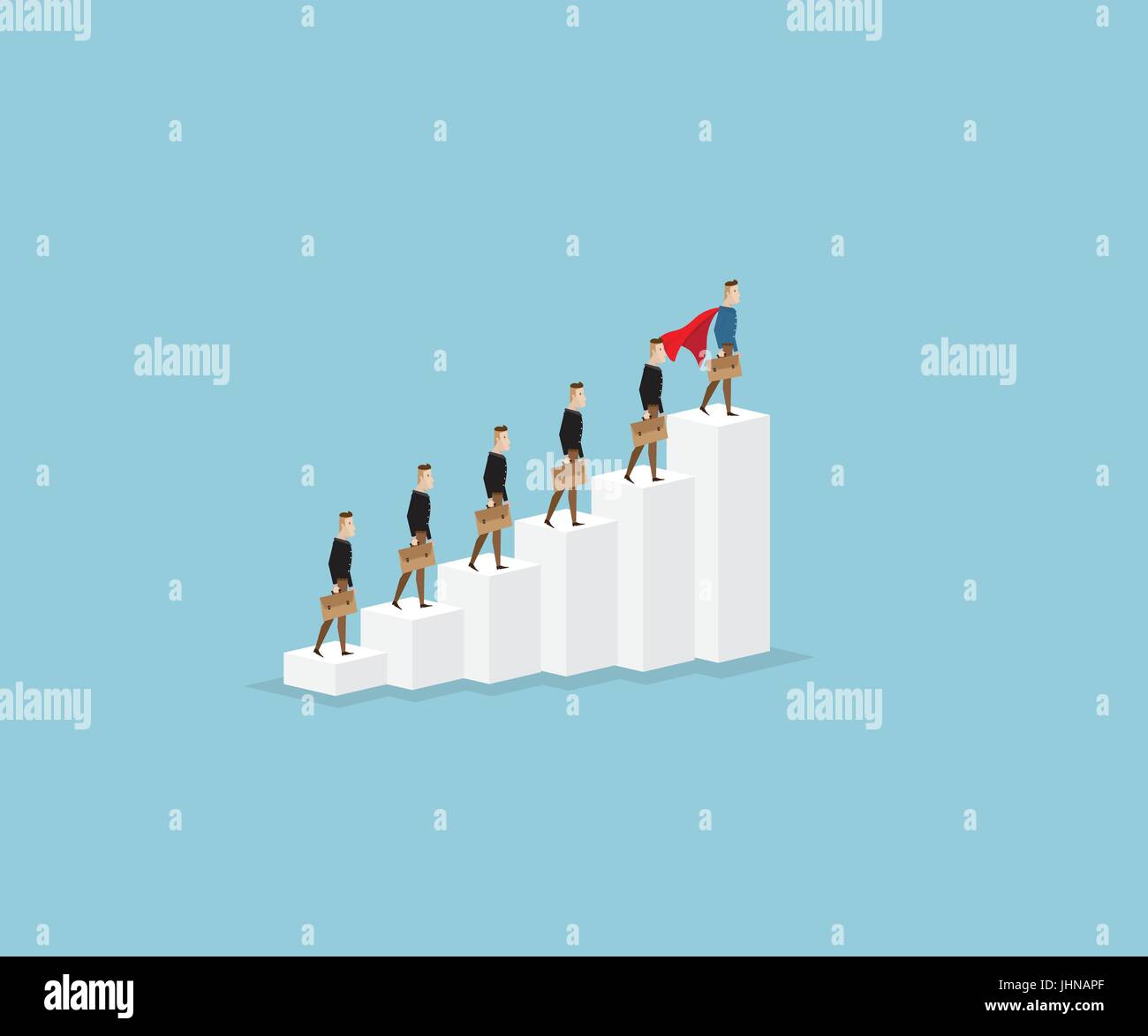 businessman standing on stairs, business leader concept cartoon vector ...