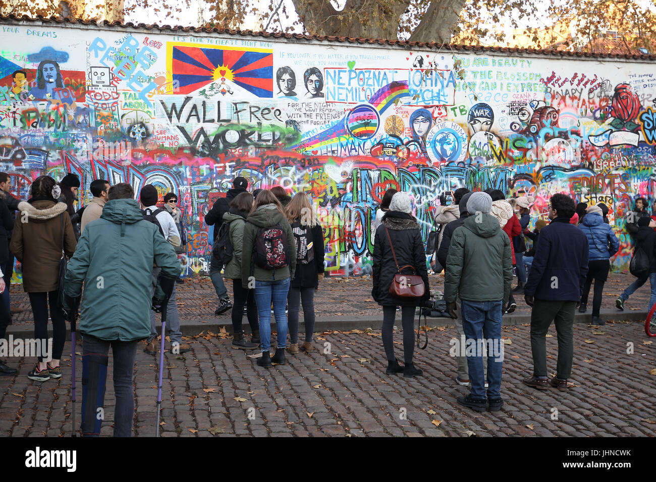 The John Lennon wall is graffiti filled wall in Prague, the Czech