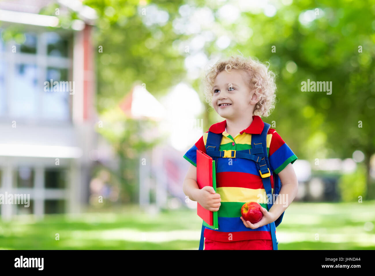 Child going back to school. Start of new school year after summer ...