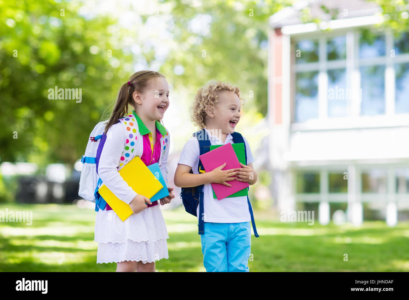 Children go back to school. Start of new school year after summer