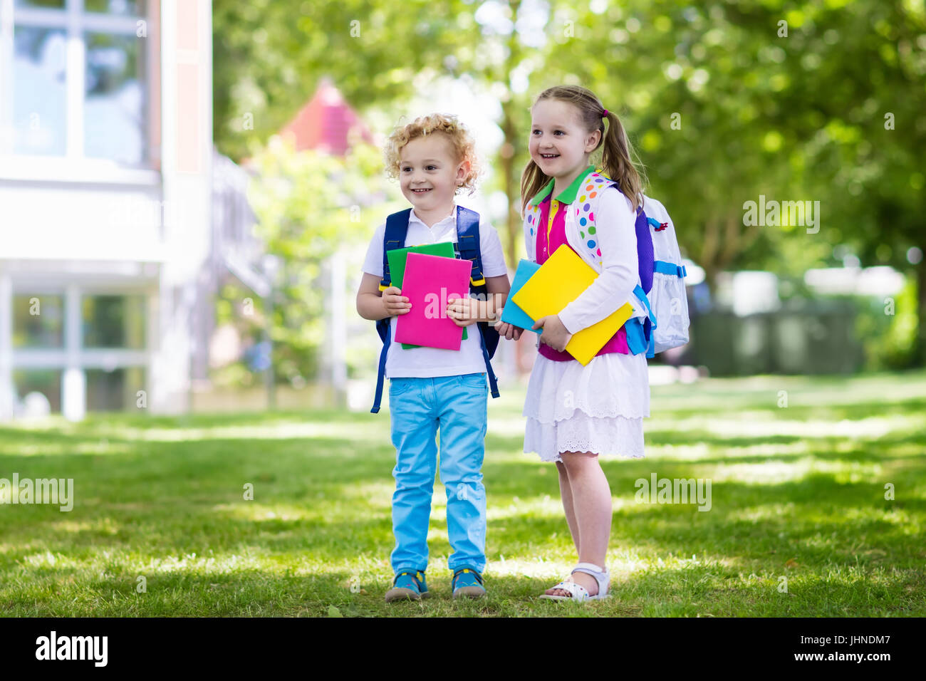 Children go back to school. Start of new school year after summer ...