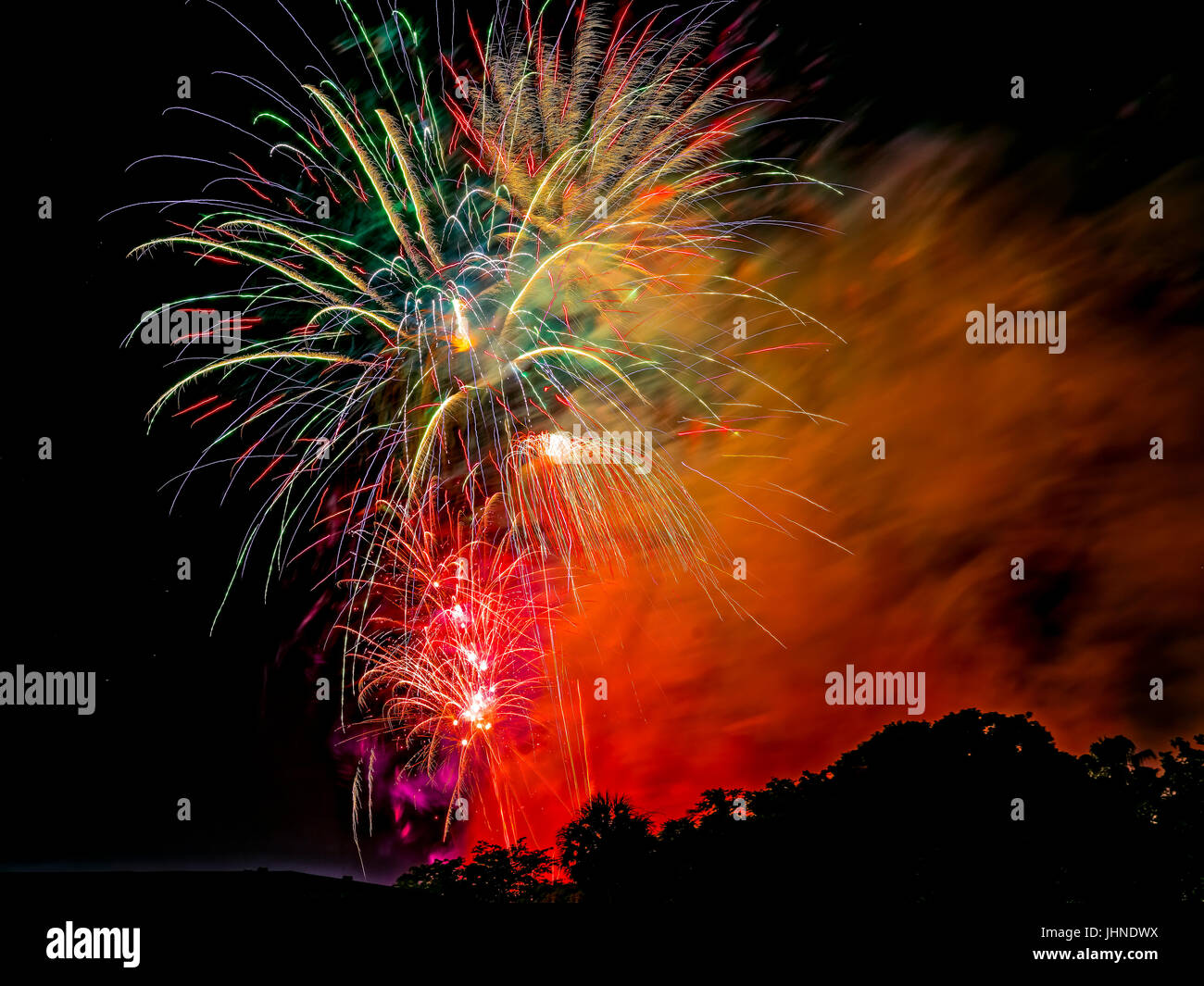 4th of July Fireworks. Miami. Florida. USA Stock Photo Alamy