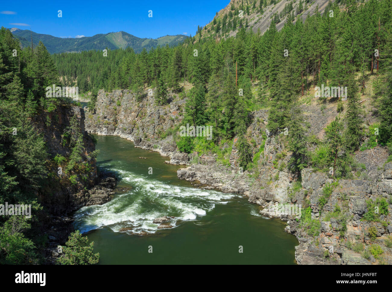 fang rapids on the clark fork river in alberton gorge near alberton, montana Stock Photo