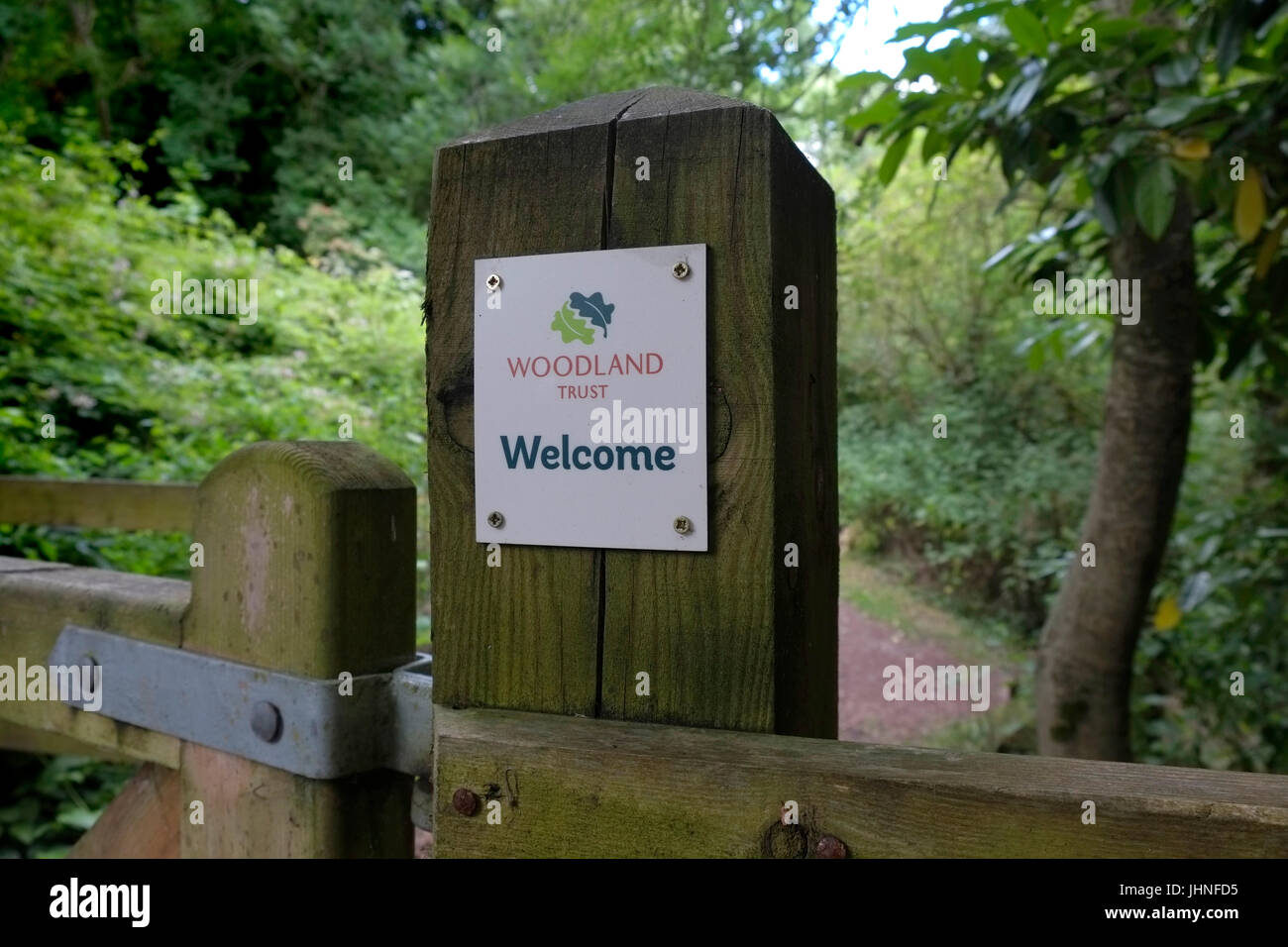 Woodland Trust sign Stock Photo