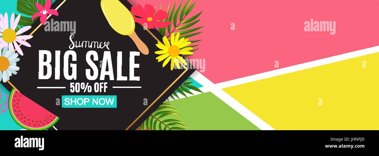 Summer Sale Abstract Banner Background Vector Illustration Stock Vector ...