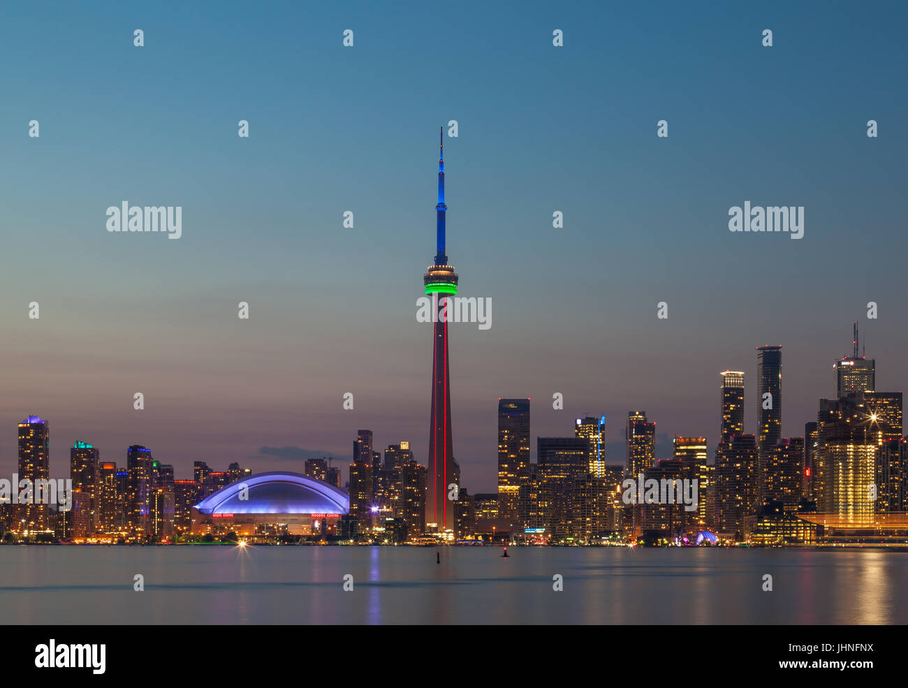 Toronto city skyline at Night, Ontario, Canada Stock Photo