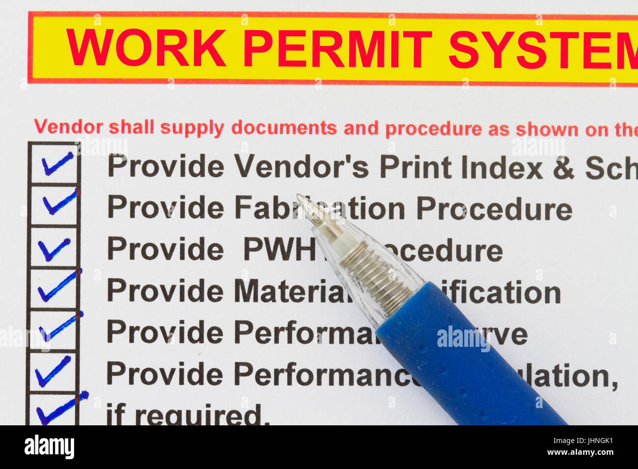 Work Permit System checklist many uses in the oil and gas industry