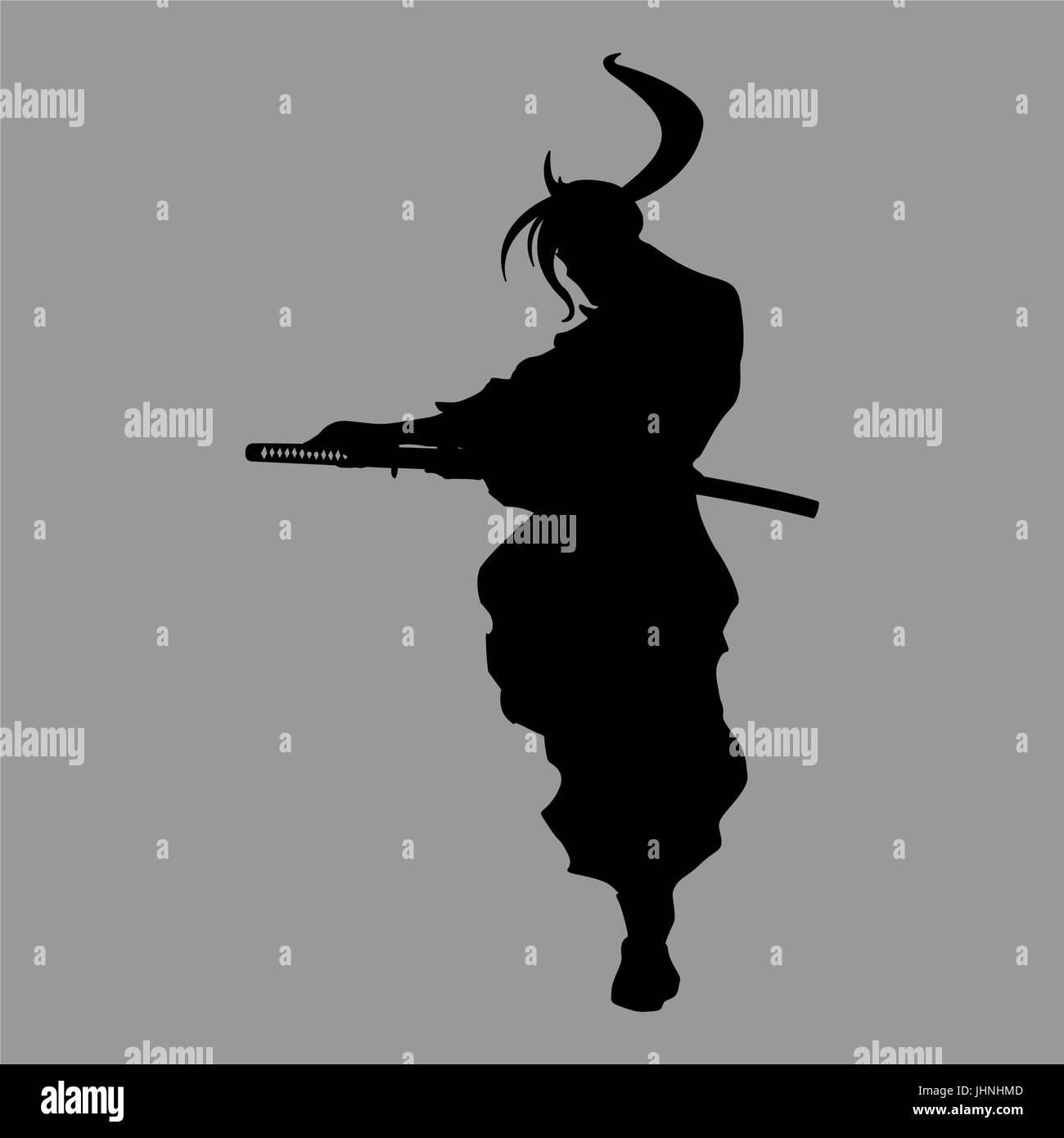 samurai silhouette Stock Vector