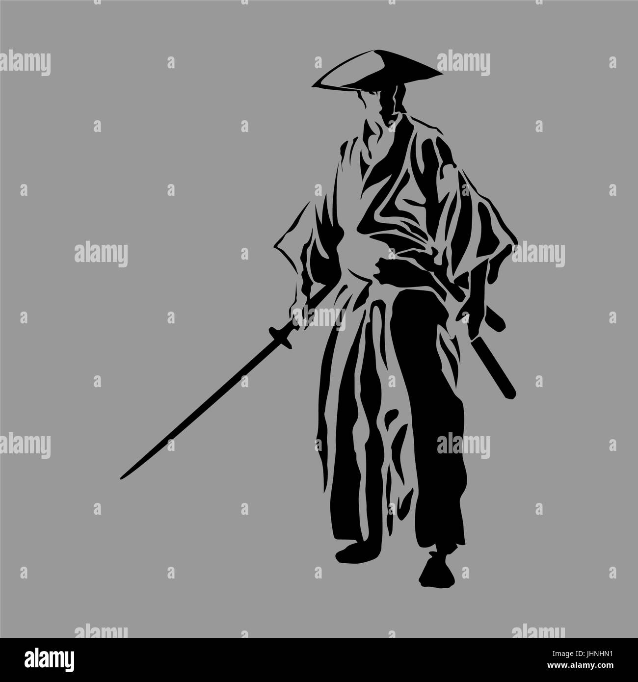 samurai silhouette Stock Vector