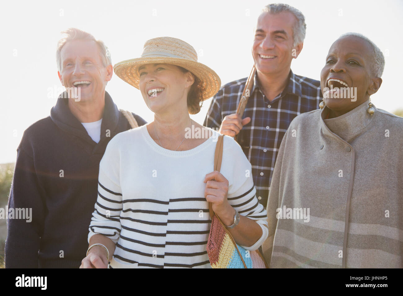 Enthusiastic senior couples Stock Photo