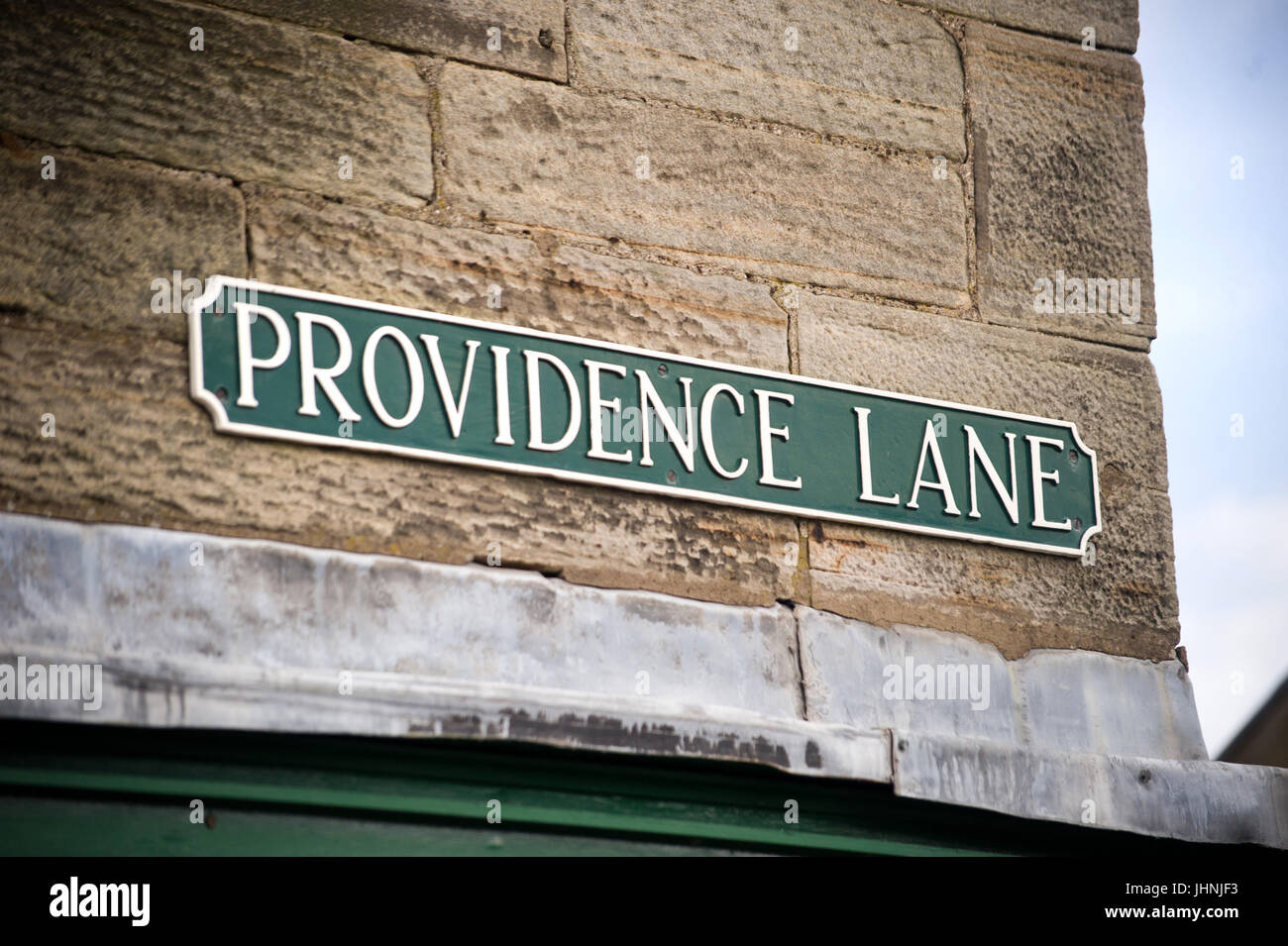 Providence Lane street sign, Rothbury, Northumberland Stock Photo