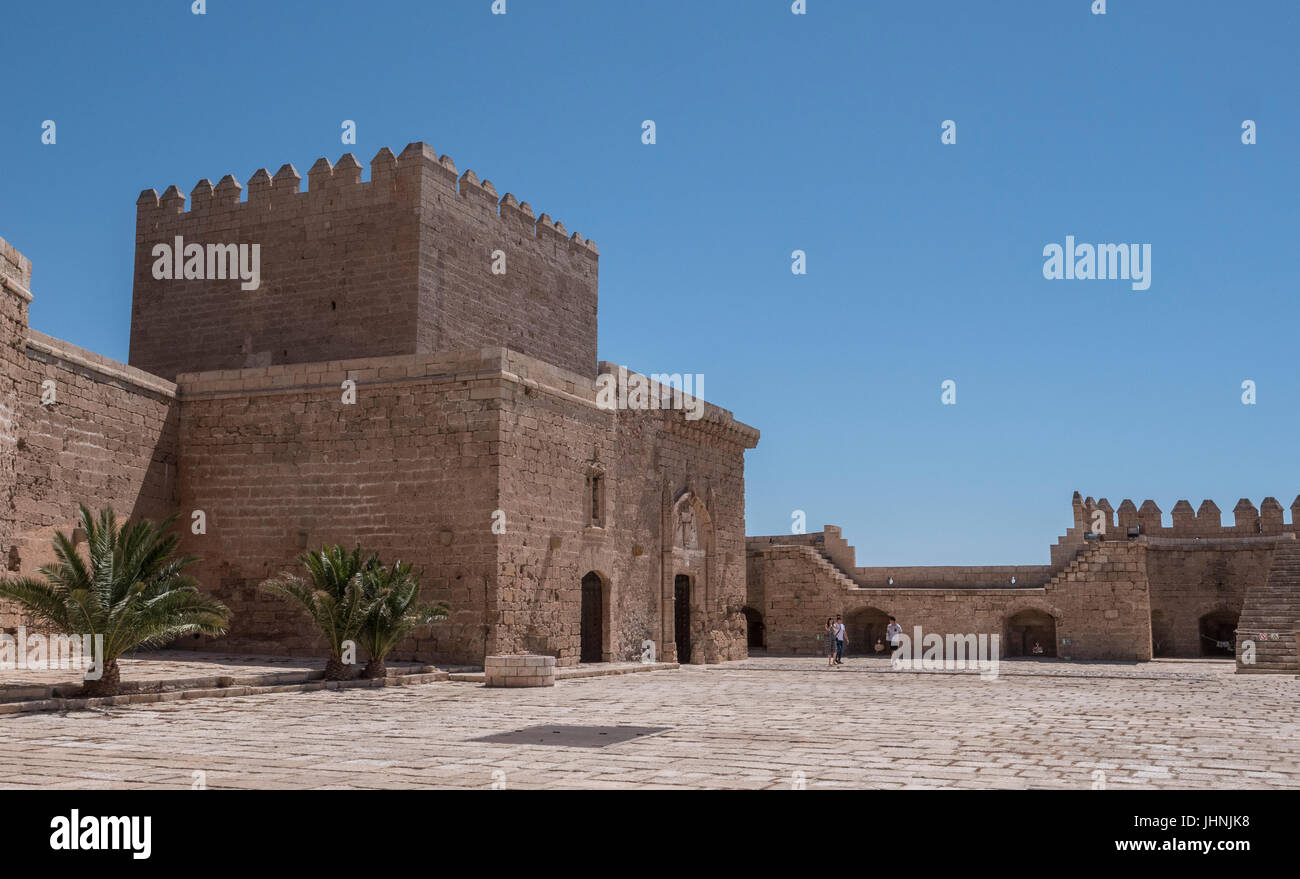 Tower of Homage in the interior of the Alcazaba of Almeria, Andalusia, Spain Stock Photo