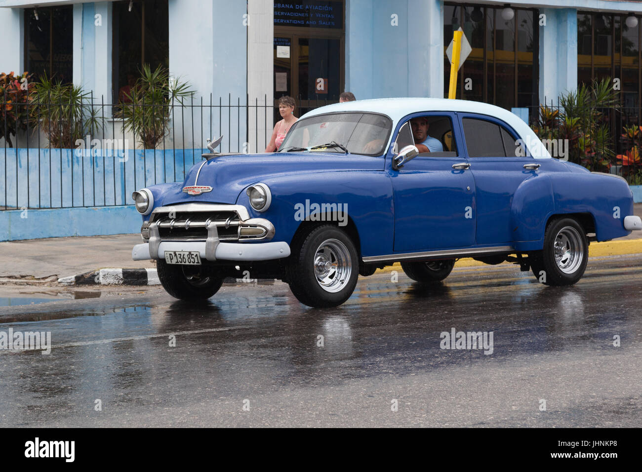 American Classic Car Drive On The Street In Varadero Resort Town Cuba Stock Photo Alamy