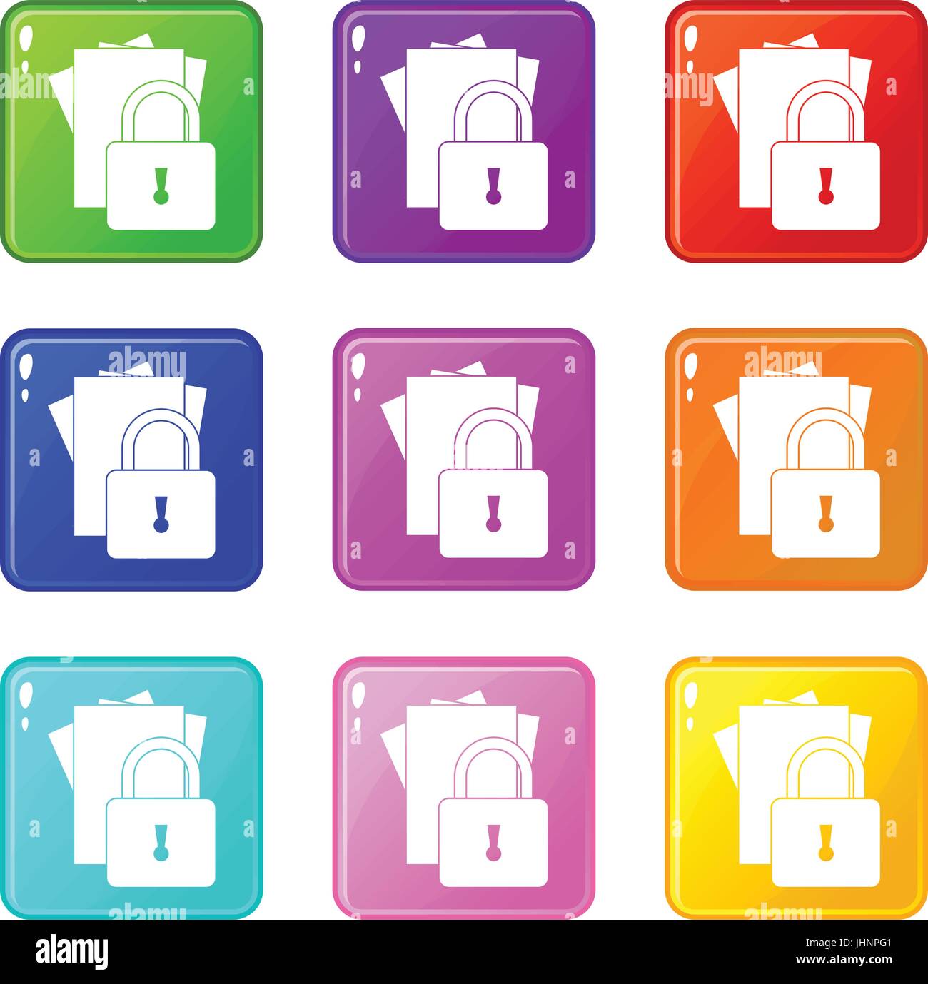Folders with padlock icons 9 set Stock Vector Image & Art - Alamy