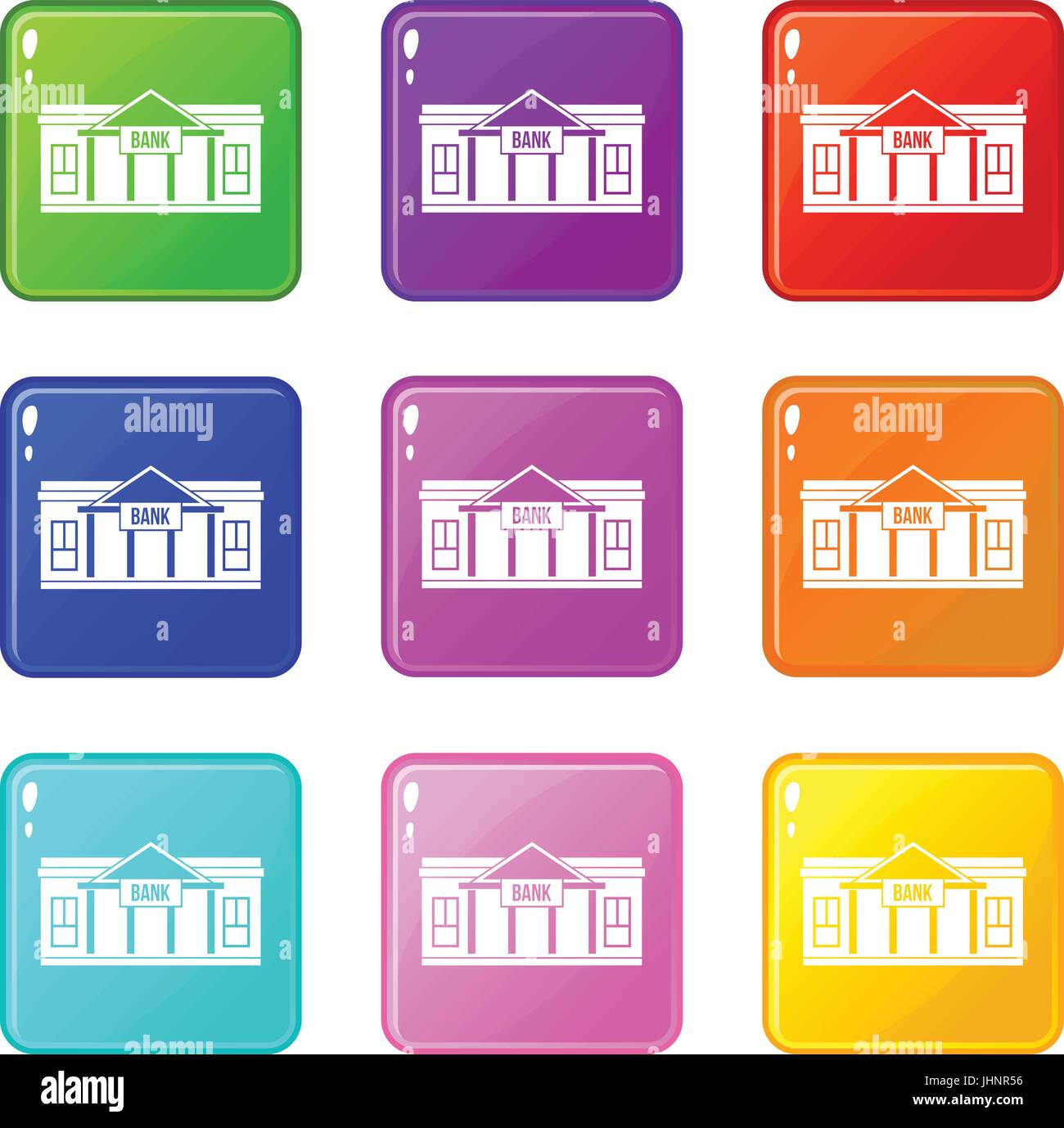 Bank building icons 9 set Stock Vector Image & Art - Alamy