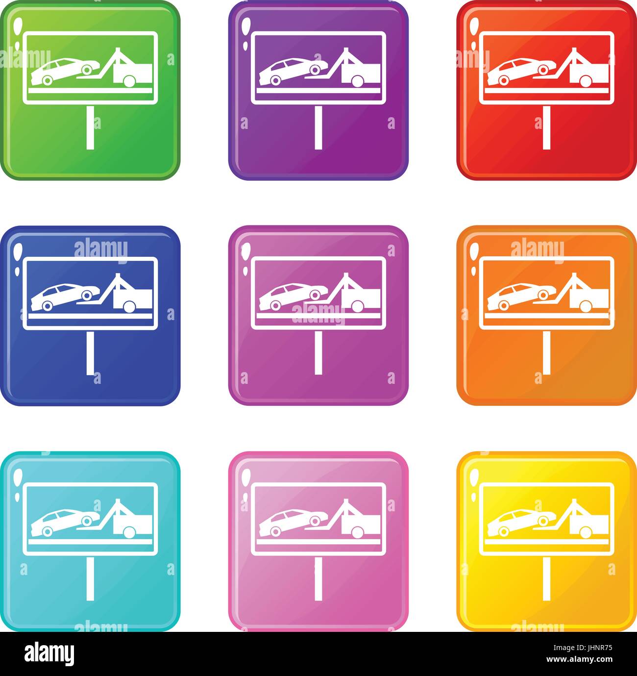 No parking sign icons 9 set Stock Vector Image & Art - Alamy